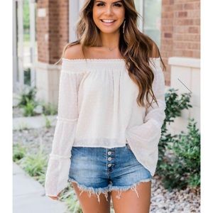 Pink Lily Meet Me for Brunch Cream Blouse